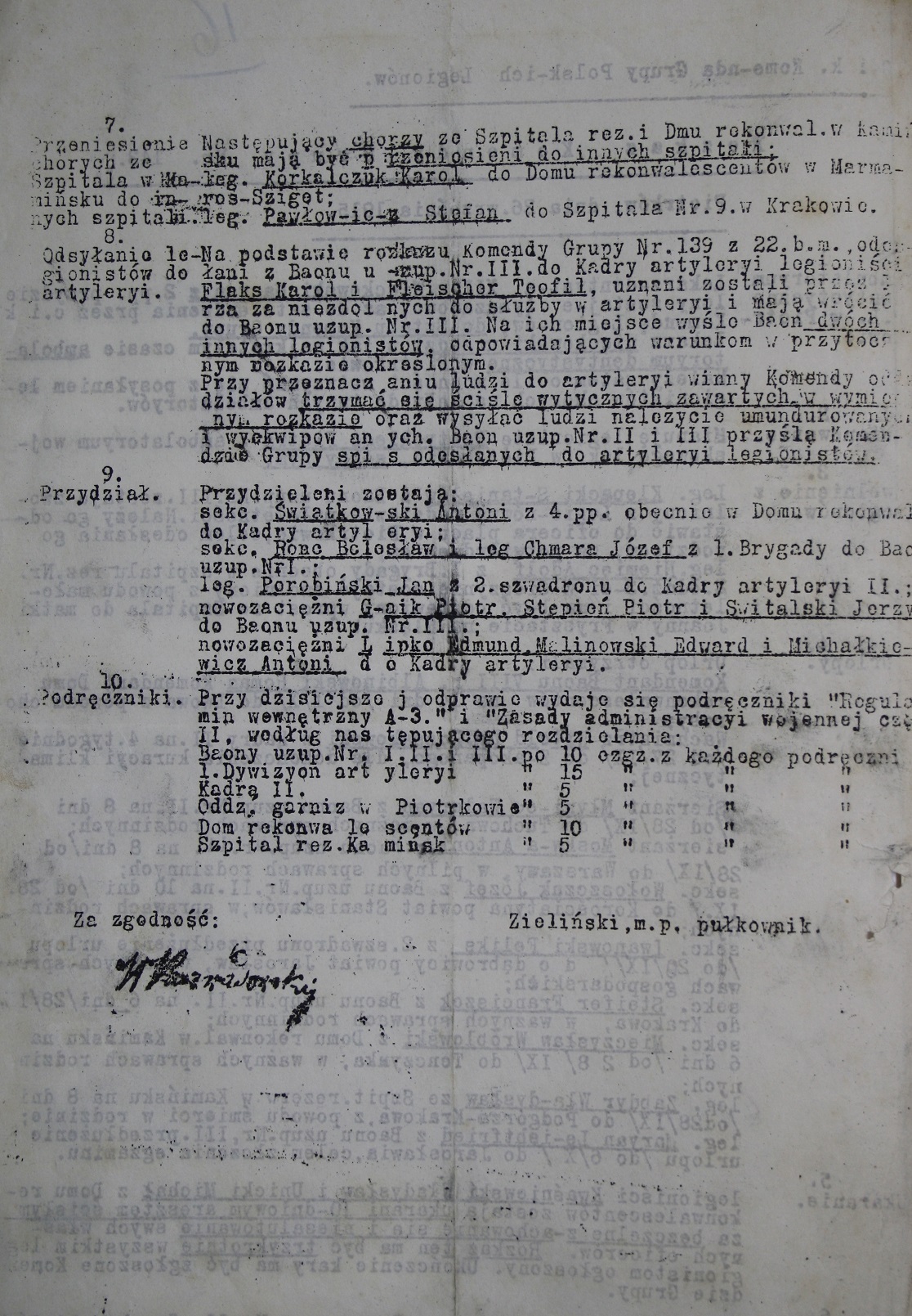 Rozkaz Komendy Grupy Legionów Polskich, Piotrków 26.09.1915 r.